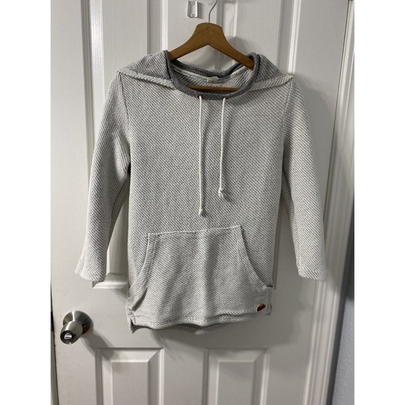 Roxy Women Small Hoodie Sweatshirt Kangaroo Pocket Cream Off White & Gray Beach - Picture 1 of 7